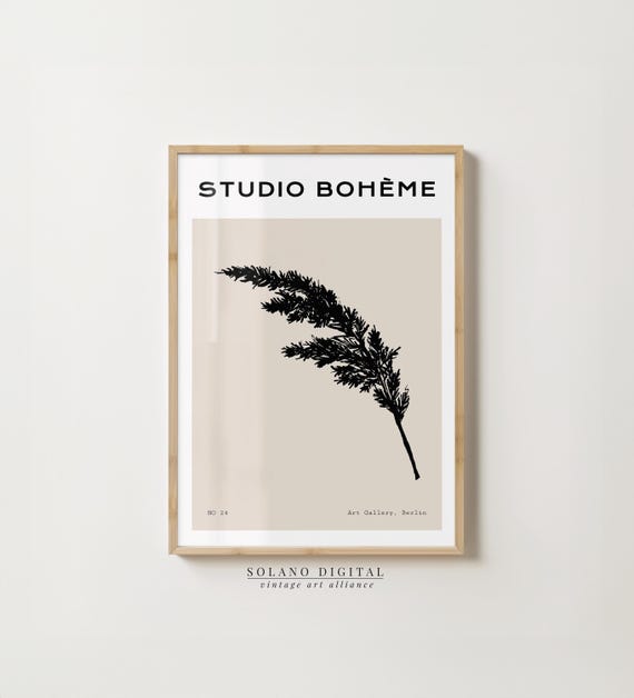 Botanical Wall Art Modern Minimalist Plant Poster Neutral Boho Decor Studio Bohme Print