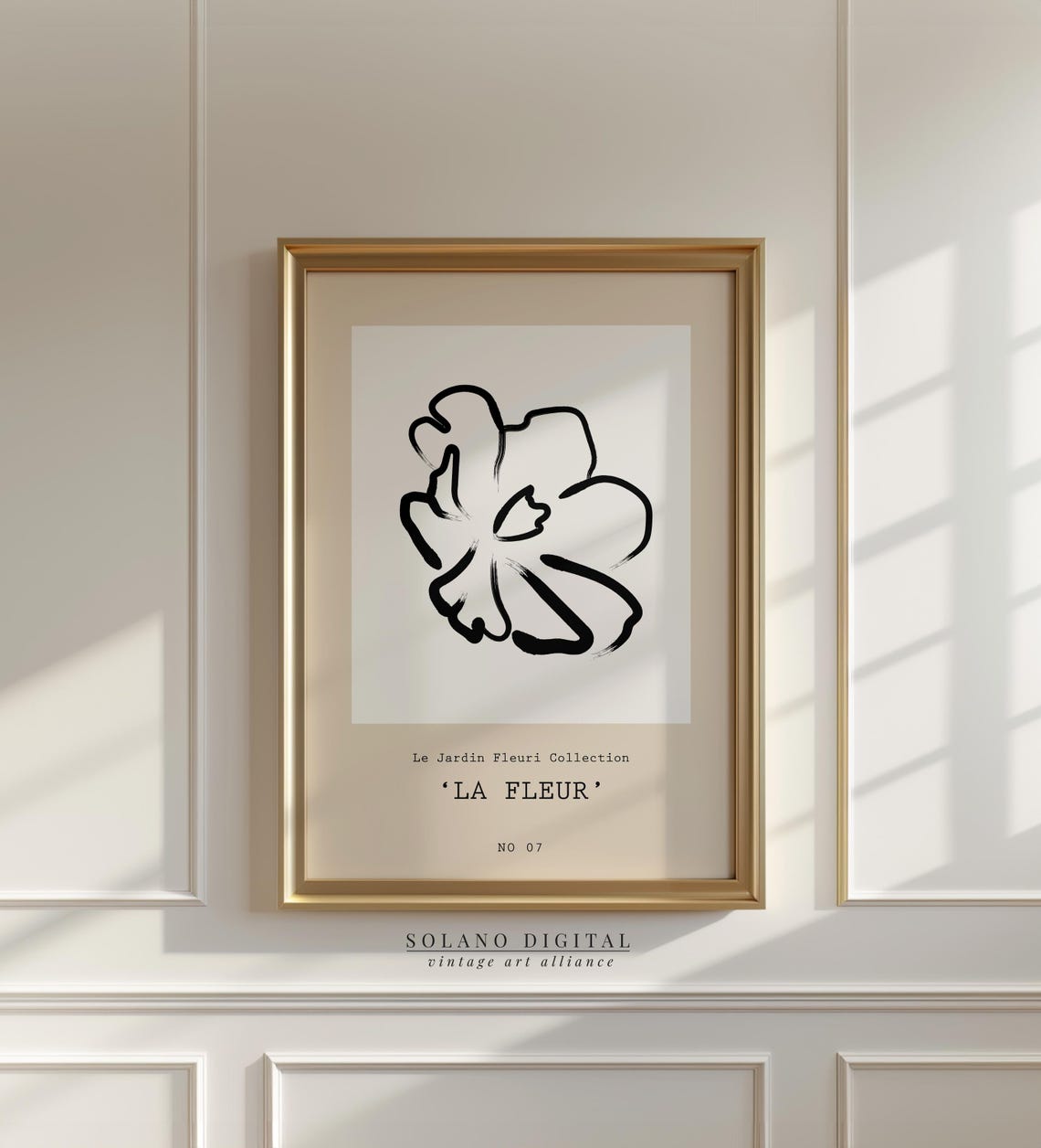 La Fleur No 07 Minimalist Black Ink Flower Fine Line Art Poster
