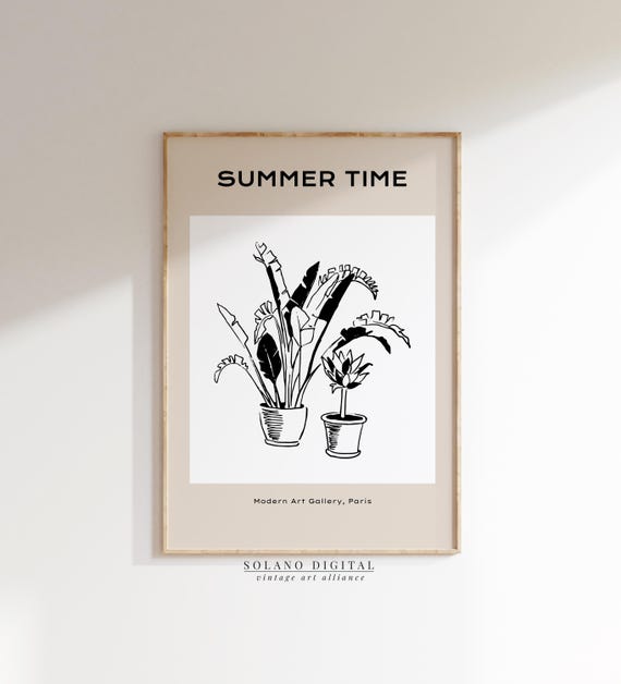 Minimalist Botanical Plant Wall Art Summer Greenery Line Drawing Poster For Modern Boho Home Decor