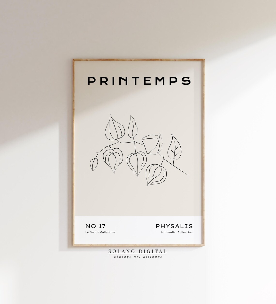 Physalis Line Art Print Botanical Wall From Jardin Collection Black And Beige Plant Illustration Minimalist