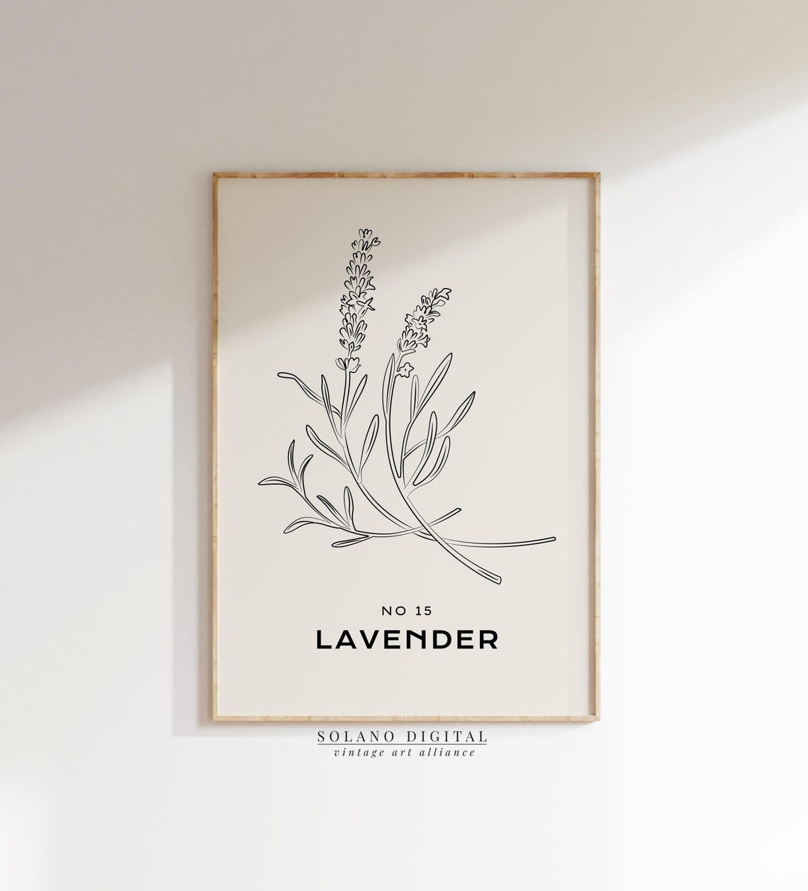 Lavender Line Art Print Minimal Botanical Wall Black And Beige Herb Poster French Country Decor