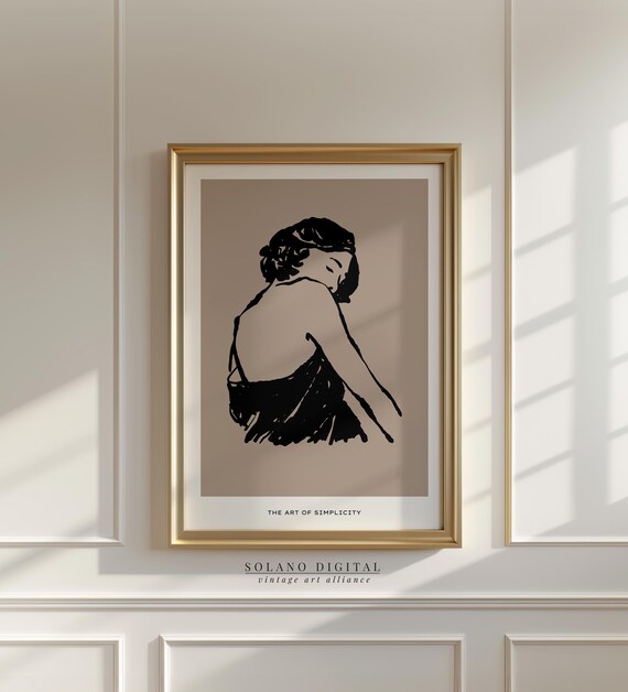 Minimalist Woman Line Art Feminine Figure Wall Modern Boho Neutral Portrait Poster