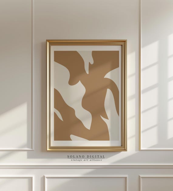 Abstract Neutral Silhouette Print Organic Shapes Beige Poster Minimalist Boho Wall Art Mid Century Modern Decor