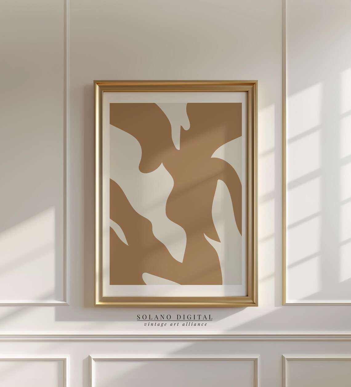 Beige Abstract Organic Silhouette Shapes Minimalist Art Poster