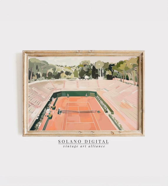 Tennis Court Painting Clay Wall Art Poster Stadium Print Lovers Gifts