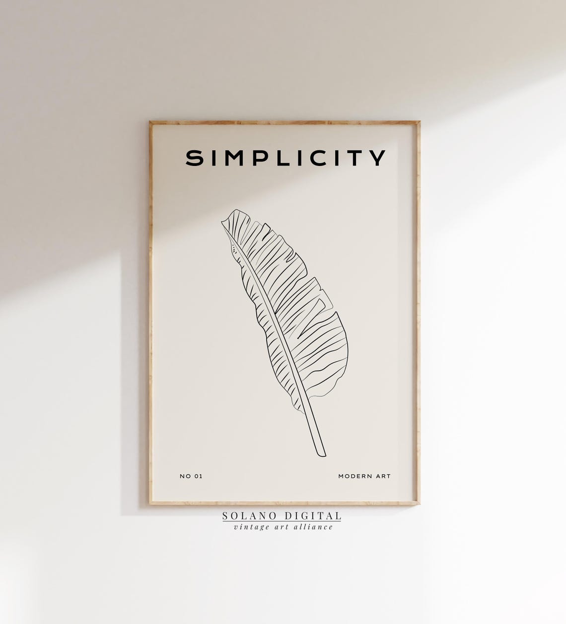 Banana Leaf Art Minimalist Botanical Line Drawing Boho Tropical Wall Modern Plant