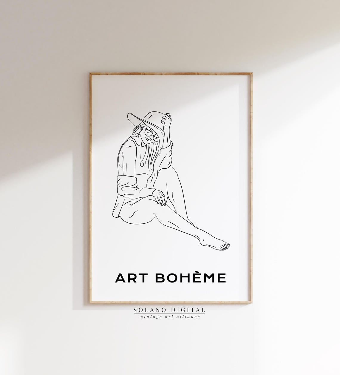 Art Boheme Woman With Hat Minimalist Boho Line Drawing Poster