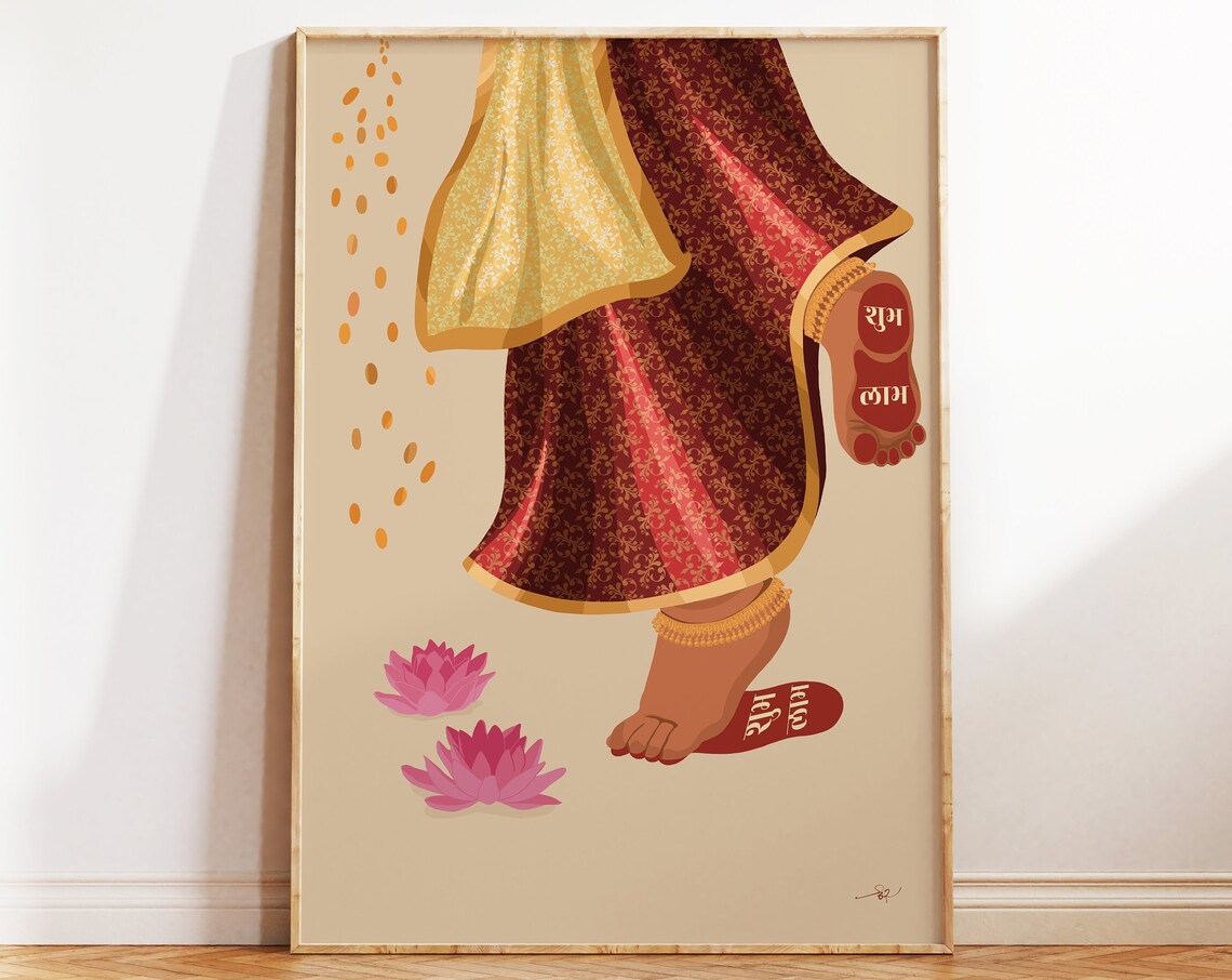 Goddess Lakshmi Feet, Indian Nursery Art Print