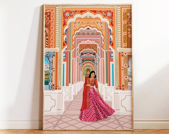 Jaipur Patrika Gate Indian Architecture Travel Poster