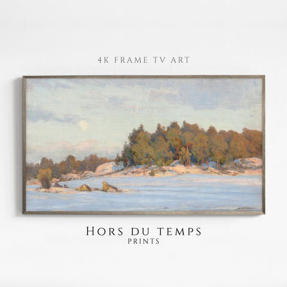 Snowy Field Art For Frame Tv Vintage Cottagecore Landscape Painting Hors Du Temps Prints