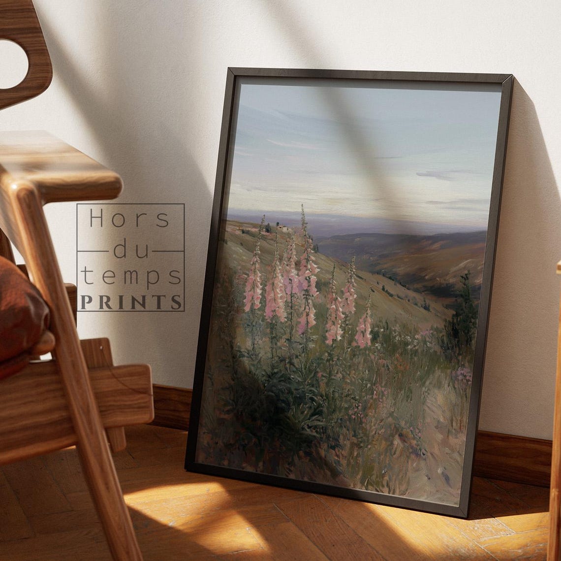Foxglove Wildflowers Hillside Valley View Vintage Botanical Art Poster - Image 2