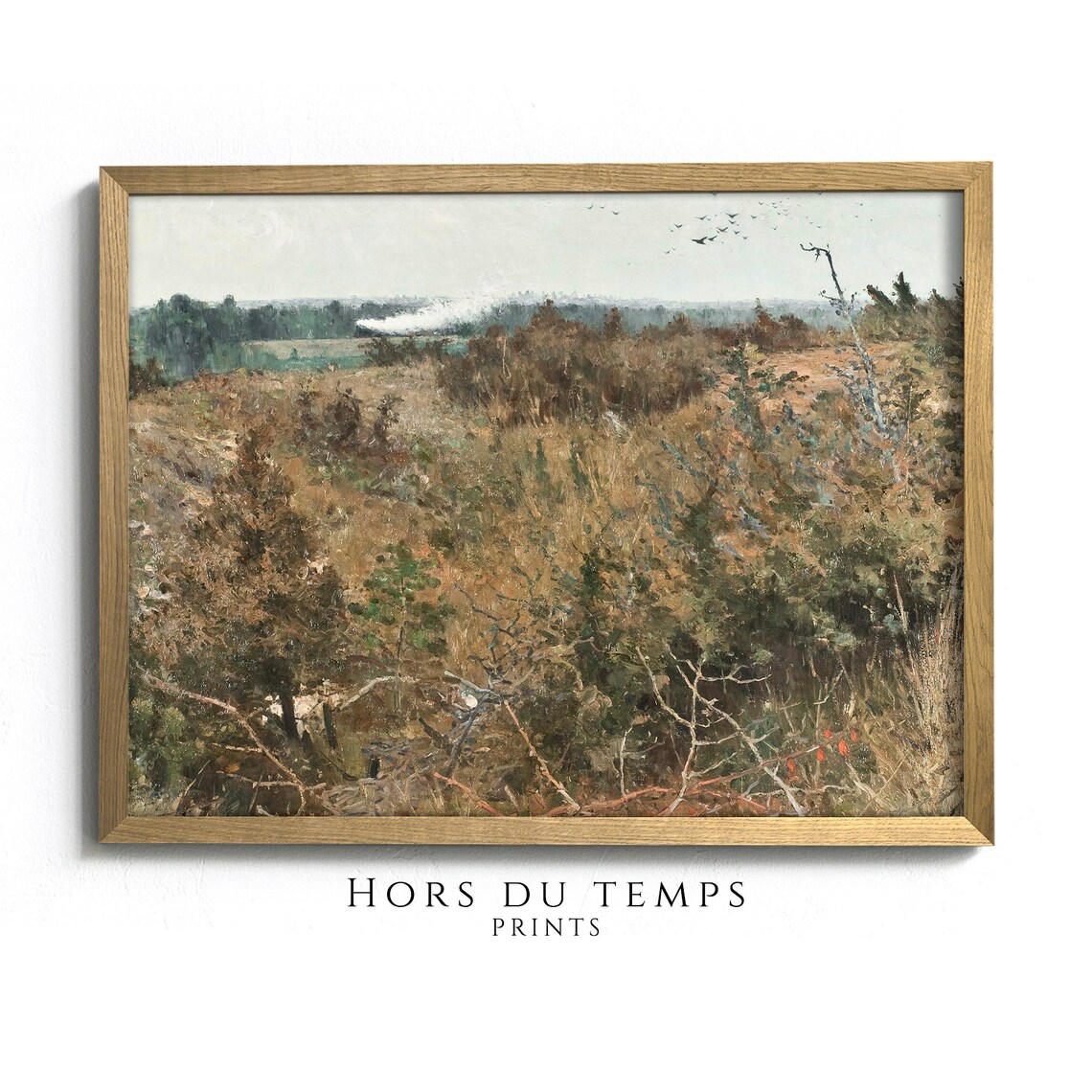 Muted Autumn Moor Landscape Vintage Nature Oil Painting Poster