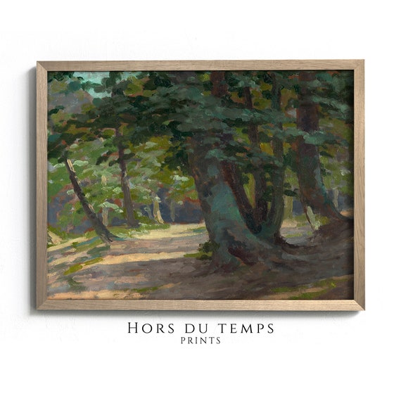 Muted Forest Landscape Vintage Nature Art Rustic Farmhouse Aesthetic Hors Du Temps Prints
