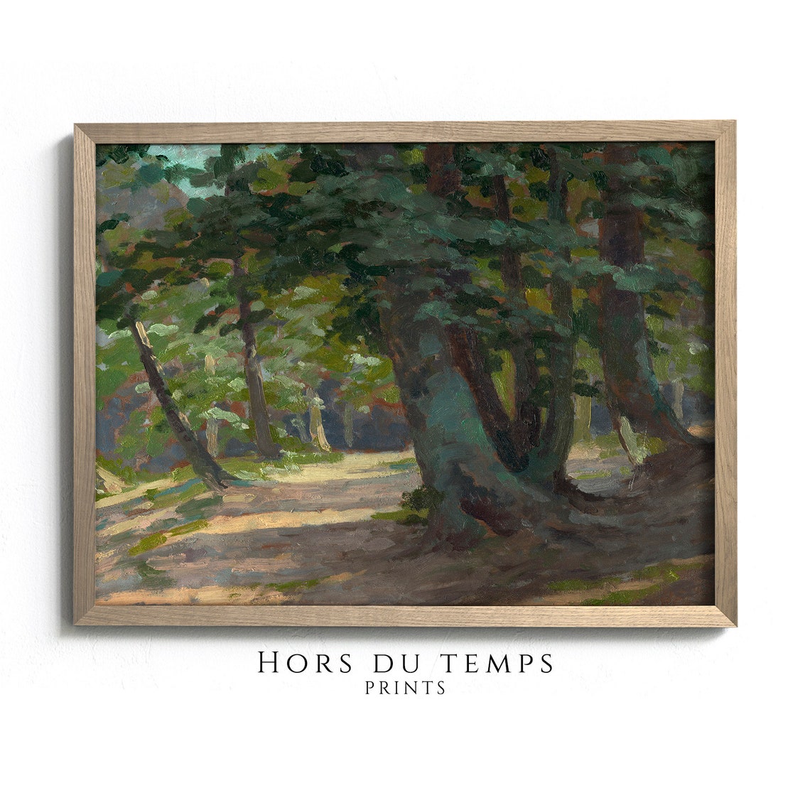 Sunlit Forest Path Dappled Light Impressionist Woodland Art Poster