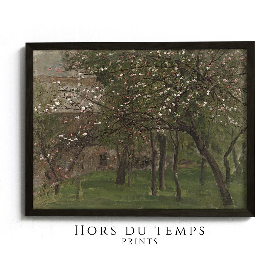 Flowering Orchard Farmhouse Vintage Spring Garden Landscape Poster