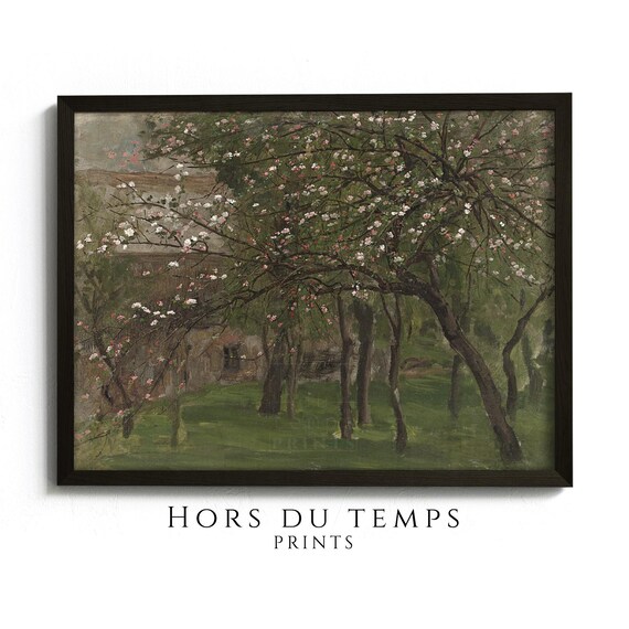 Flowering Orchard Farmhouse Vintage Spring Garden Landscape Poster
