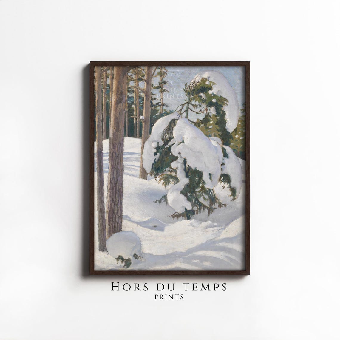 Snowy Pine Forest Spruce Bright Blue Shadows Winter Woods Oil Poster
