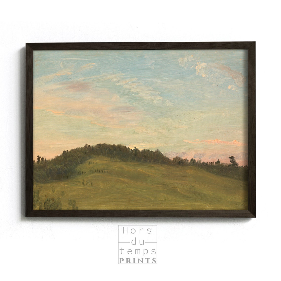 Golden Hillside Sunset Peach Sky Rolling Meadow Vintage Art Poster - Image 2