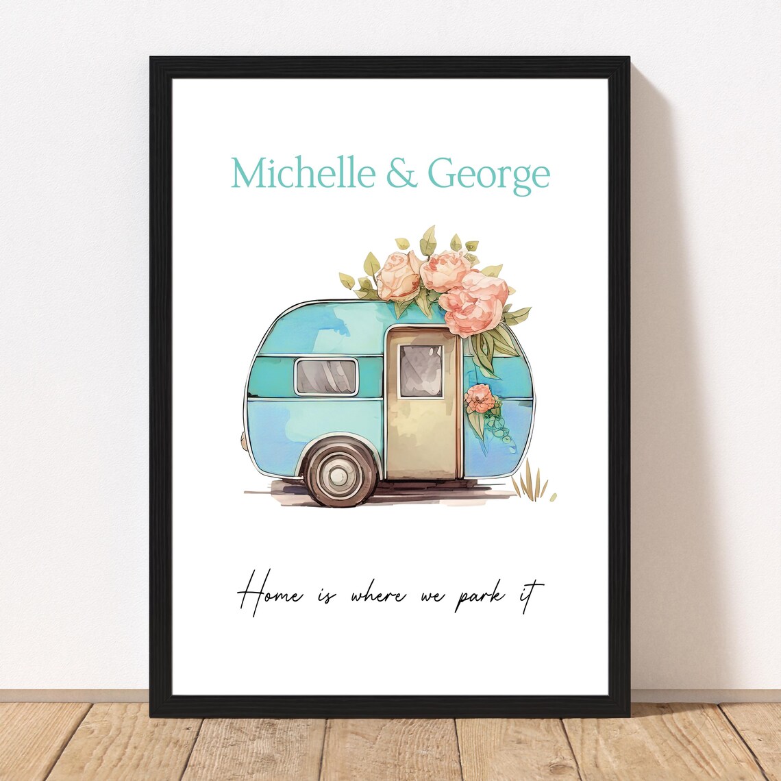 Personalised Vintage Caravan Home Is Where We Park It Wall Art