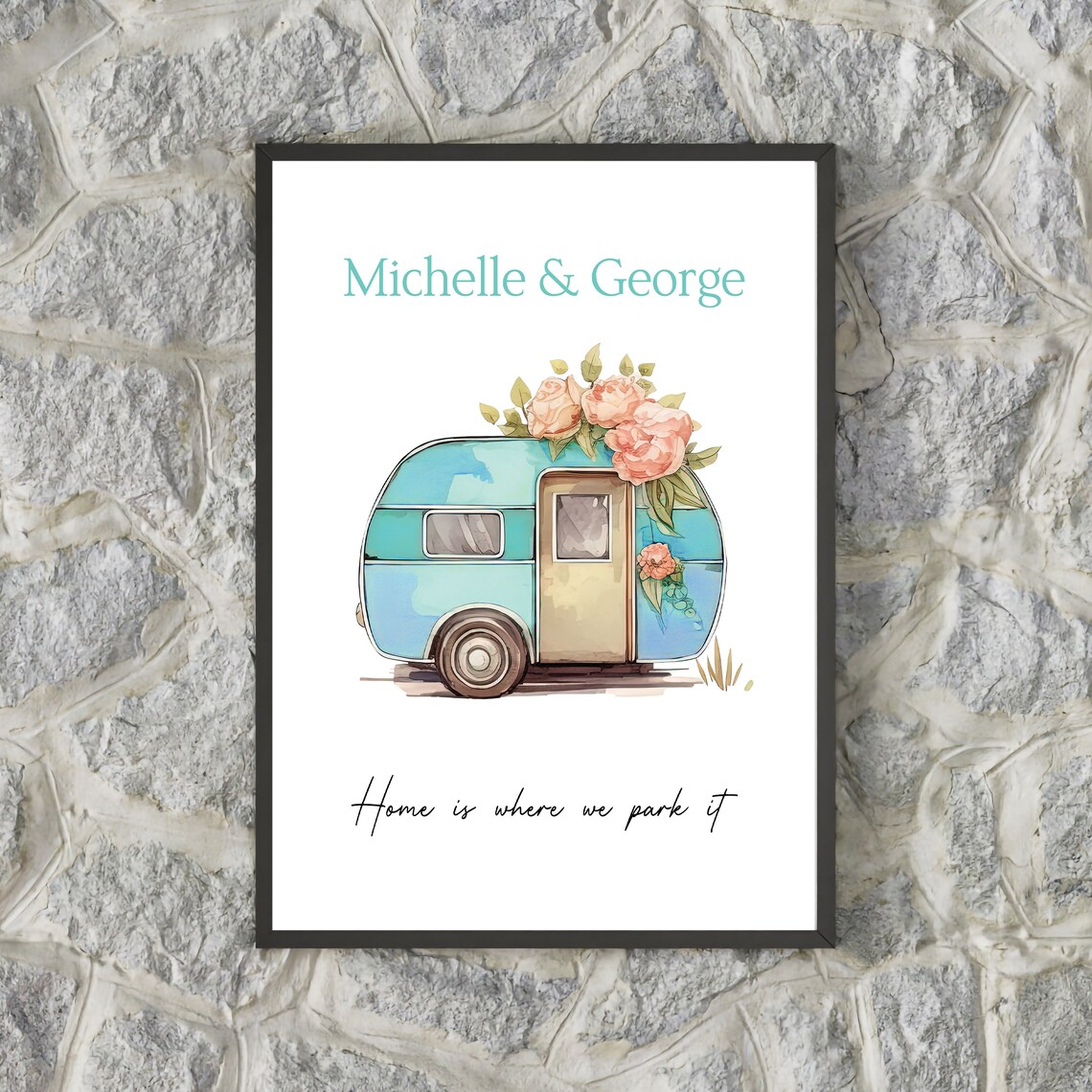 Personalised Vintage Caravan Home Is Where We Park It Wall Art - Image 2
