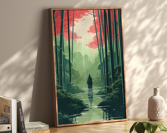 Tranquil Bamboo Forest Art Print Japaneseinspired Green Nature