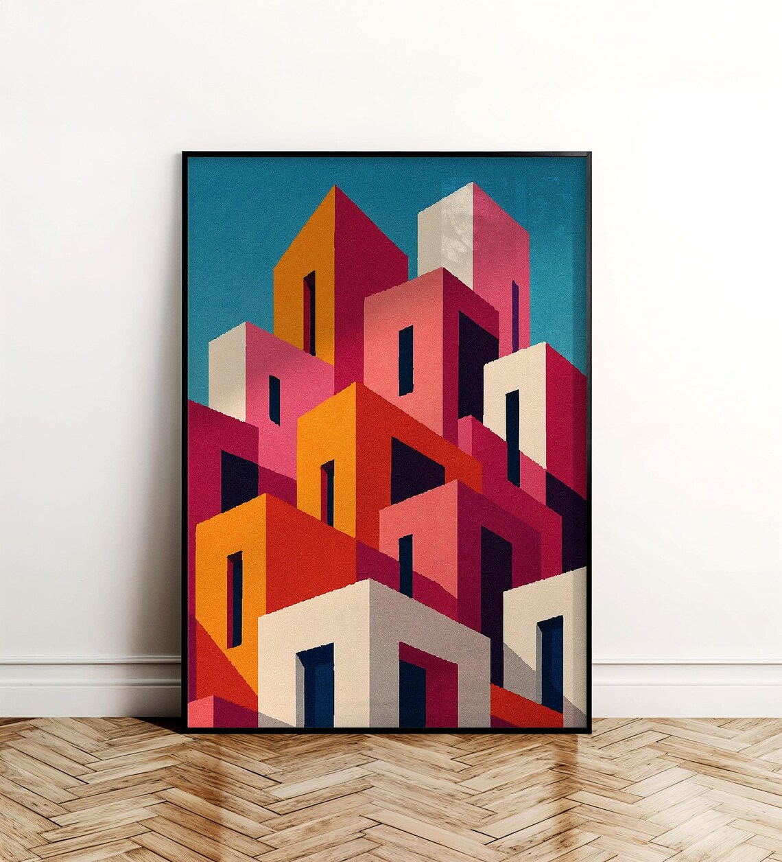 Modern Geometric Architecture Wall Art Colorful Abstract Building Print 1 Pdf