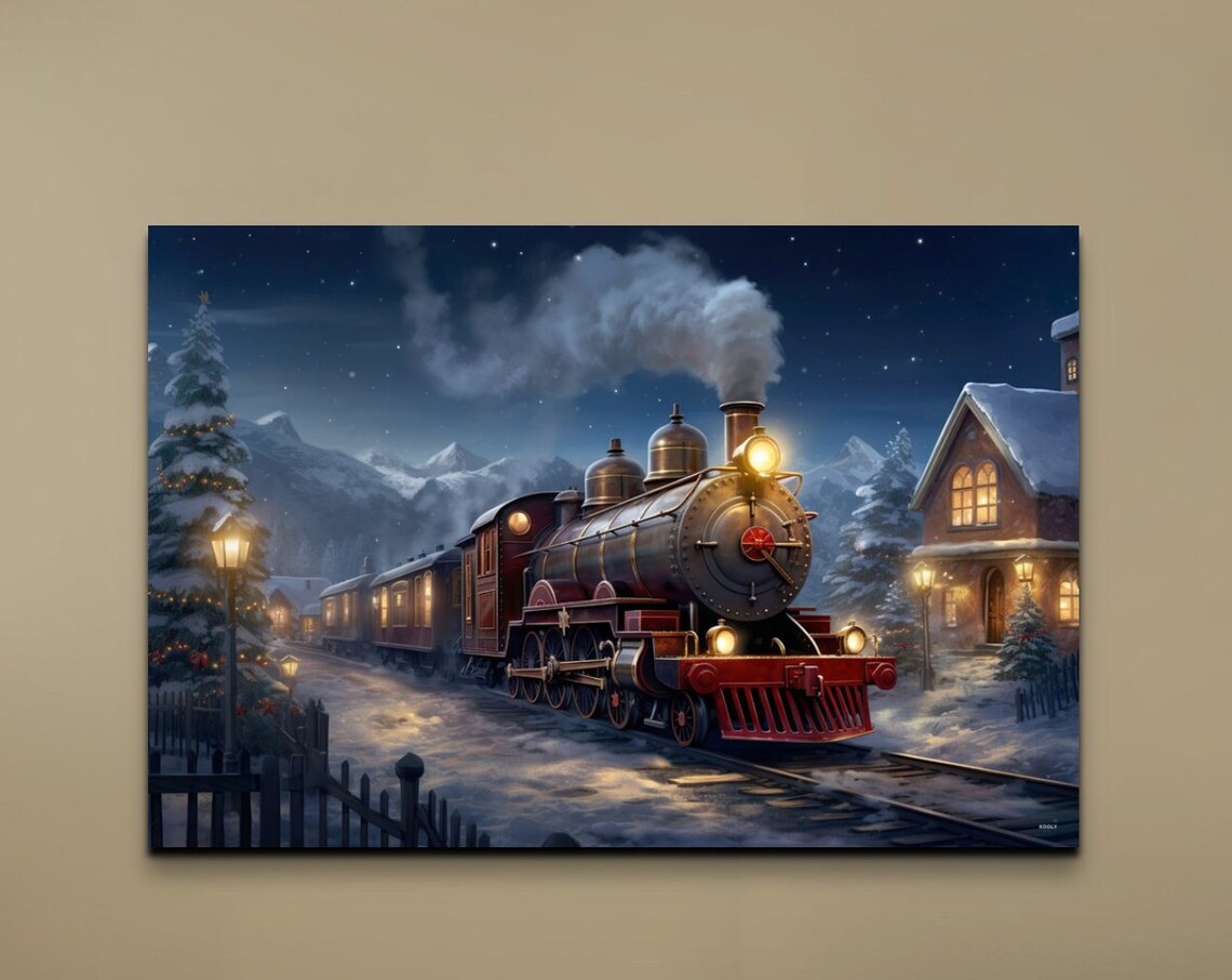 Watercolor Steam Train Art Print, Locomotive Decor