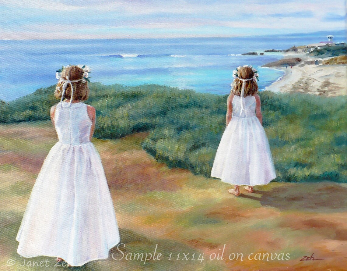Custom Oil Painting of Children From Photo, Wall Art Print