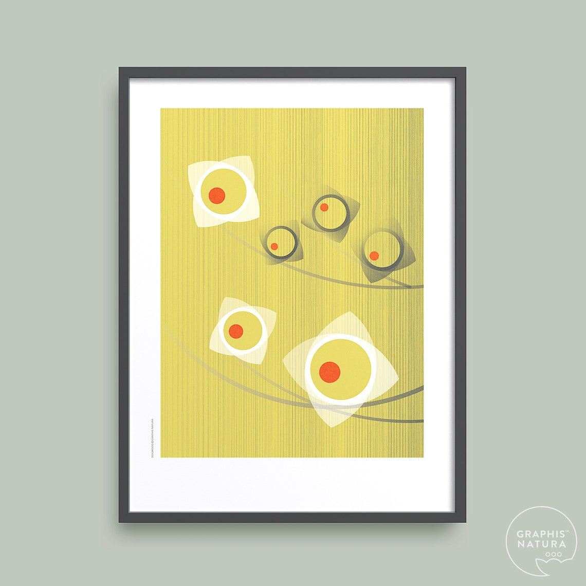 Dogwood Blossom Poster Lime Green Ground Modern Botanical Art - Image 3