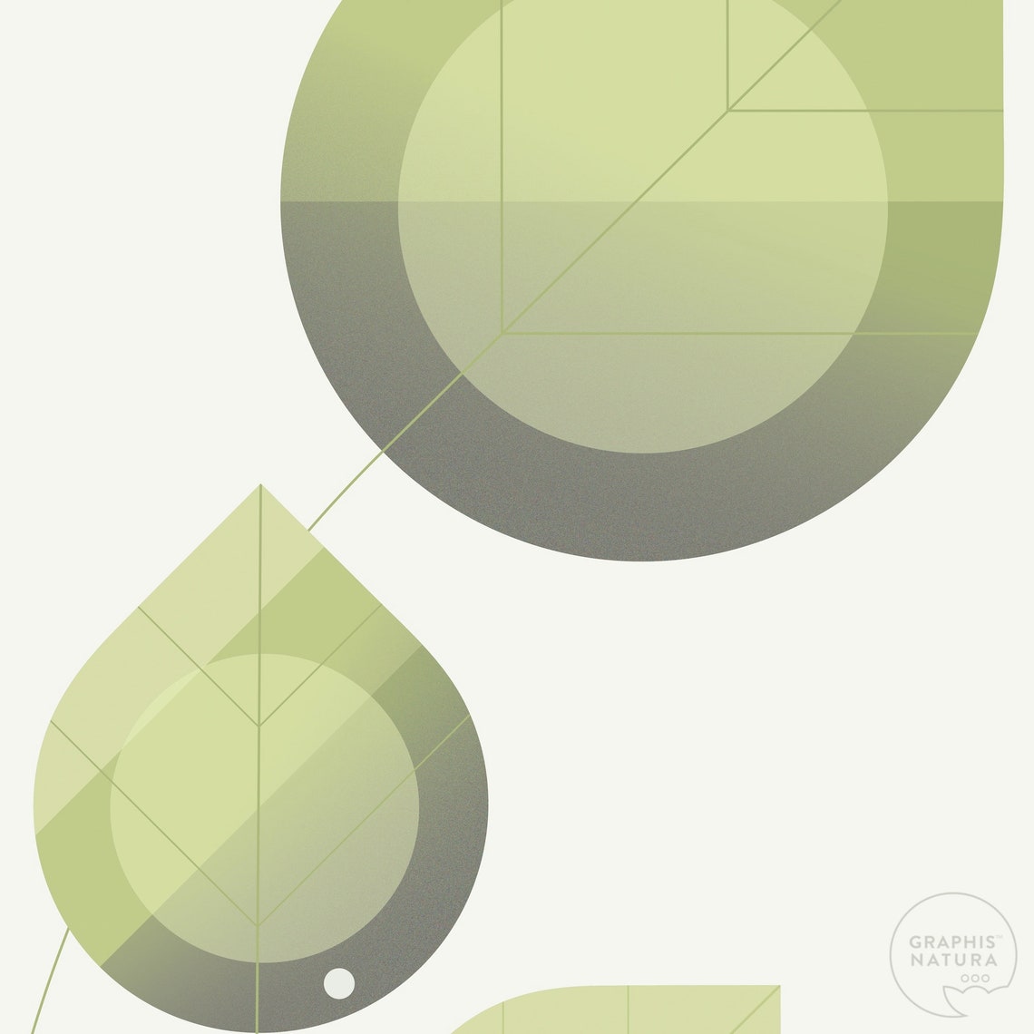 Sage Geometric Leaf Trio Poster Modern Botanical Abstract Decor - Image 2