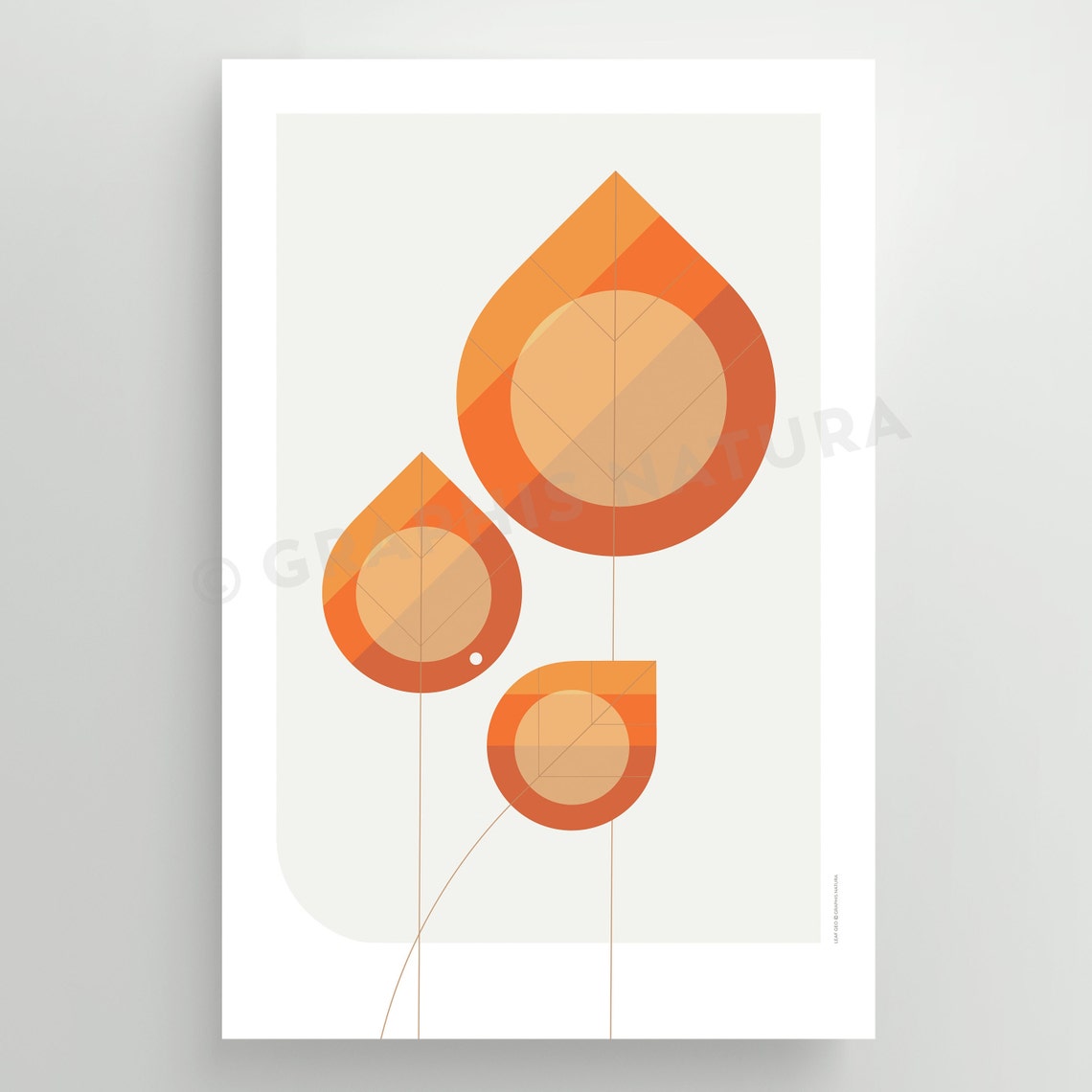 Burnt Orange Geometric Leaf Trio Poster Modern Botanical Art - Image 3