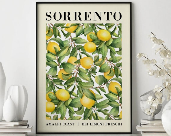 Sorrento Lemon Amalfi Wall Art Print Kitchen Wall Print Home Decor Gift Ideas Wall Prints Posters Wall Art Kitchen Wall Decor