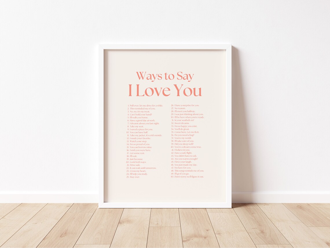 Ways to Say I Love You Romantic Phrases Retro Typography Poster - Image 2