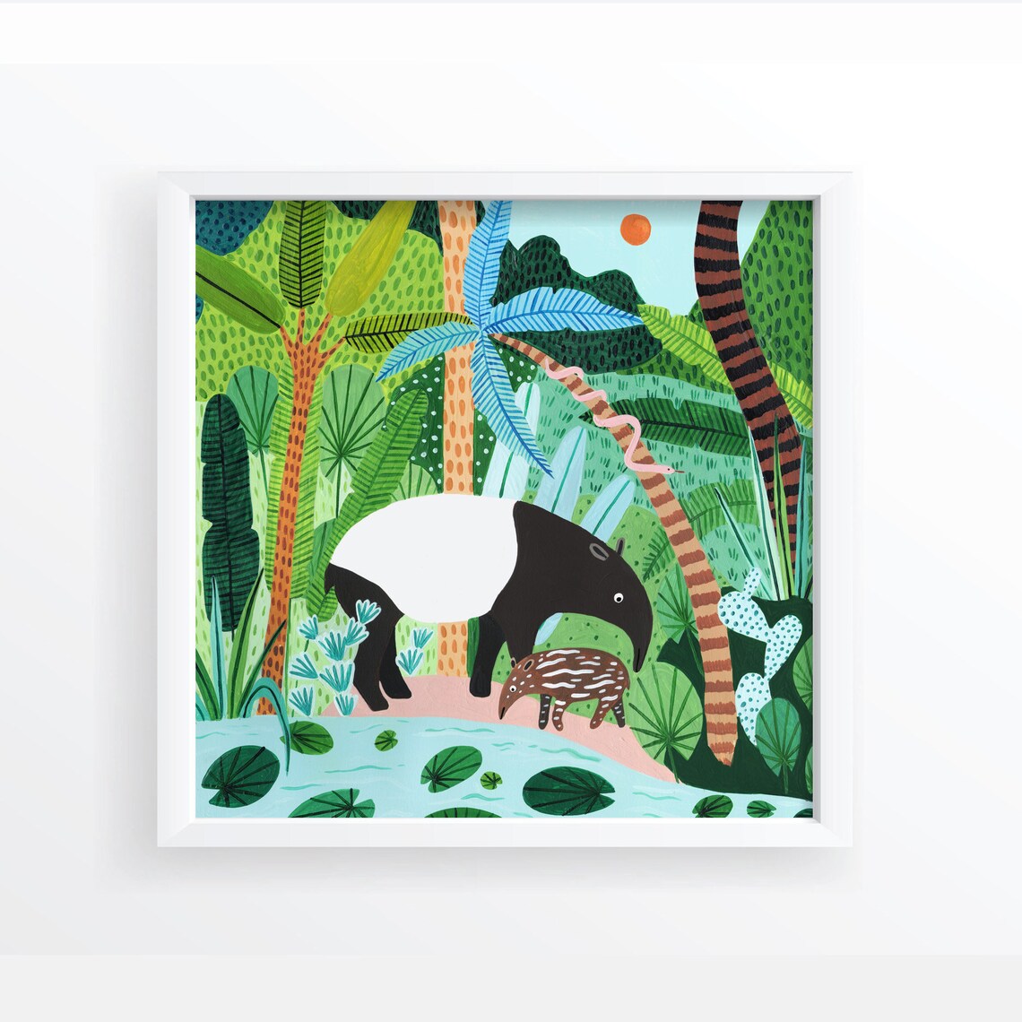 Malayan Tapir Baby Botanical Safari Nursery Art Print