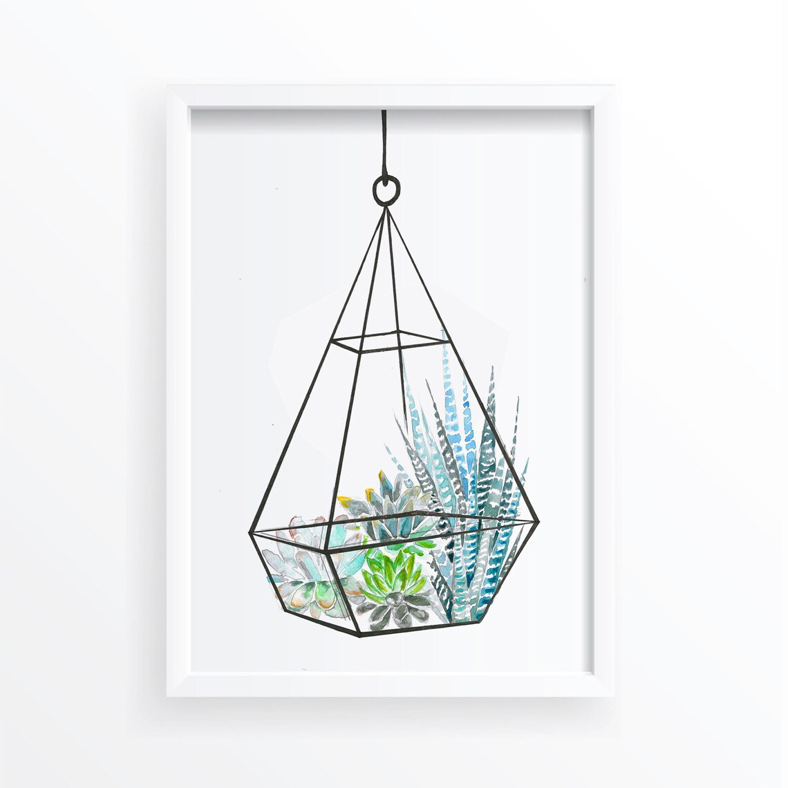 Terrarium Botanical Print, Geometric Houseplants Art