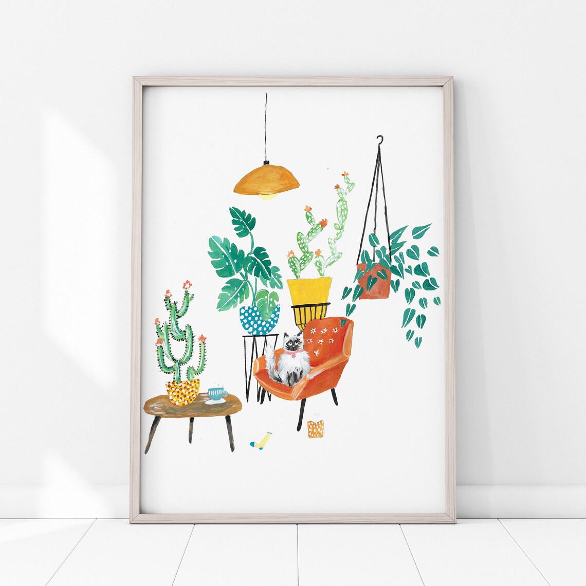 White Cat Art Print, Cat Lover Home Decor - Image 4