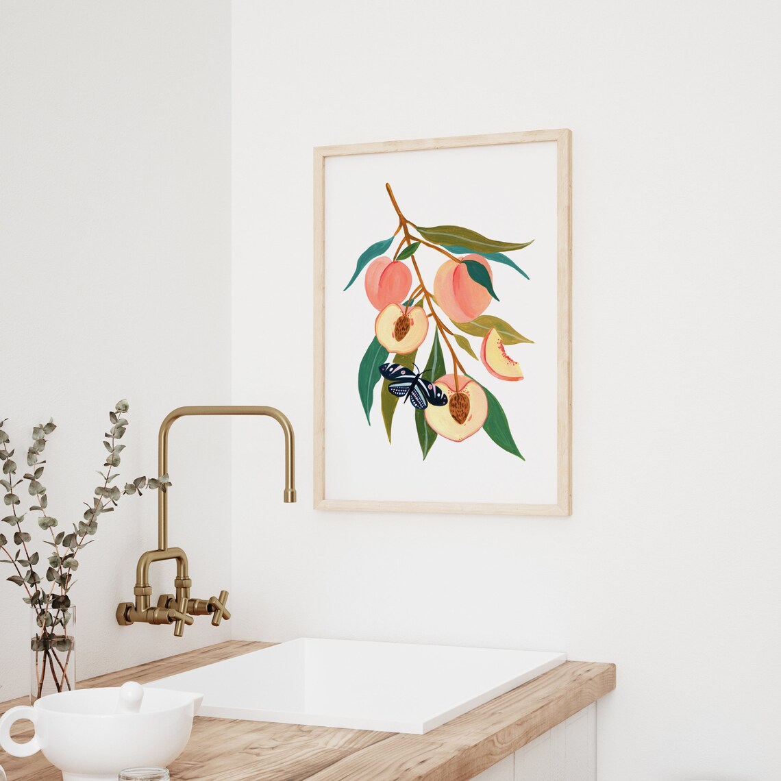 Peach Print Kitchen Decor, Botanical Art Print - Image 3