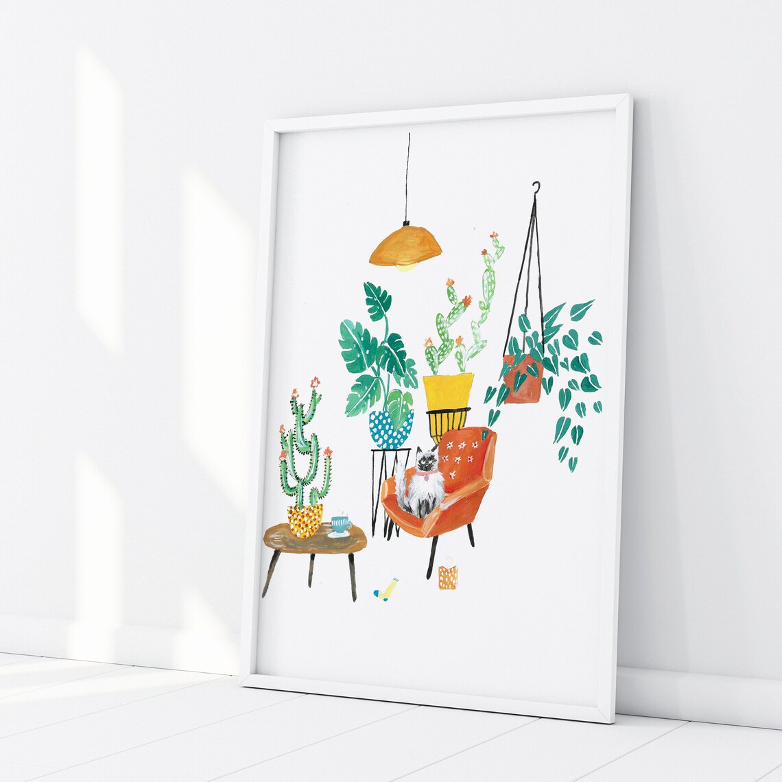 White Cat Art Print, Cat Lover Home Decor - Image 3
