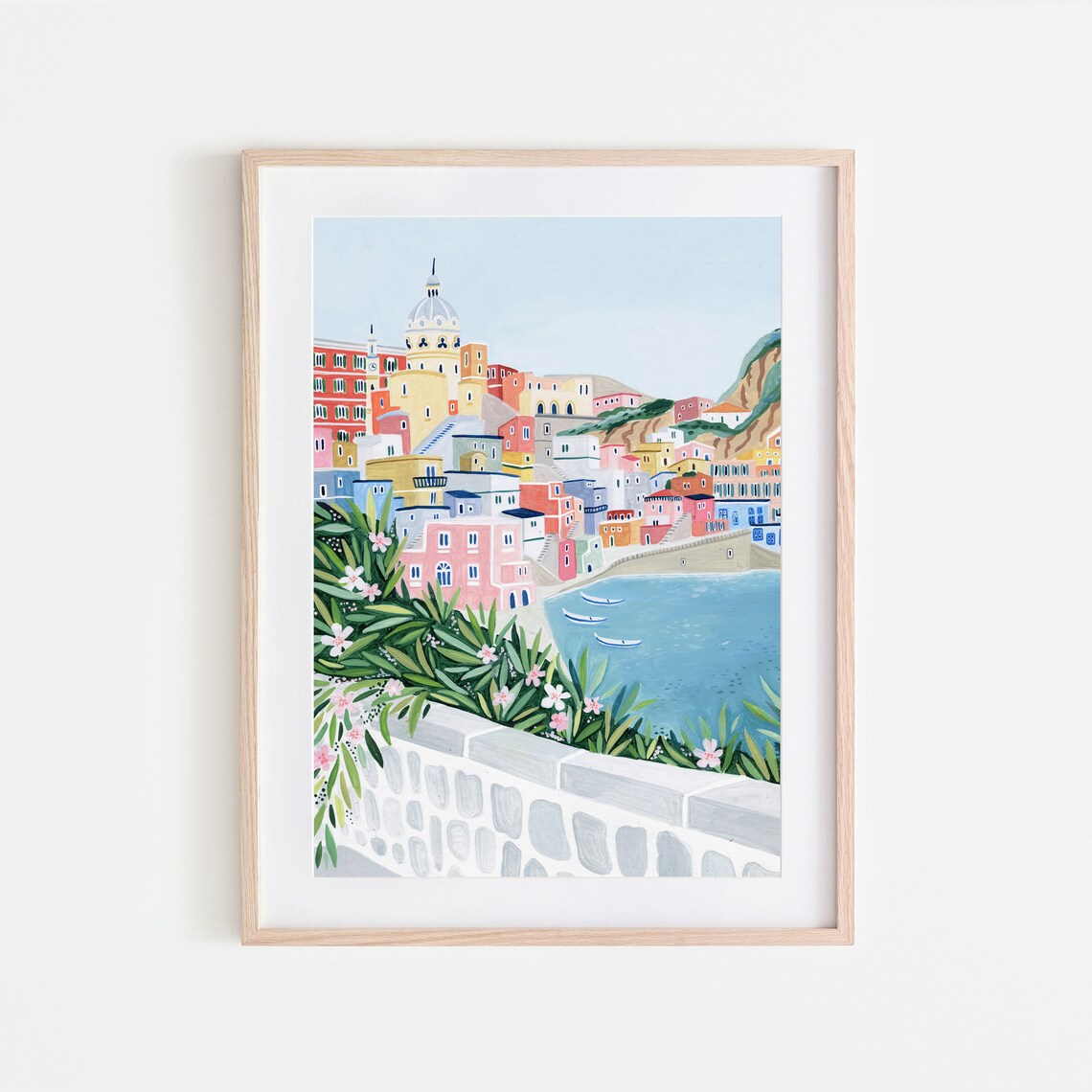 Procida Travel Poster, Italian Coast Landscape