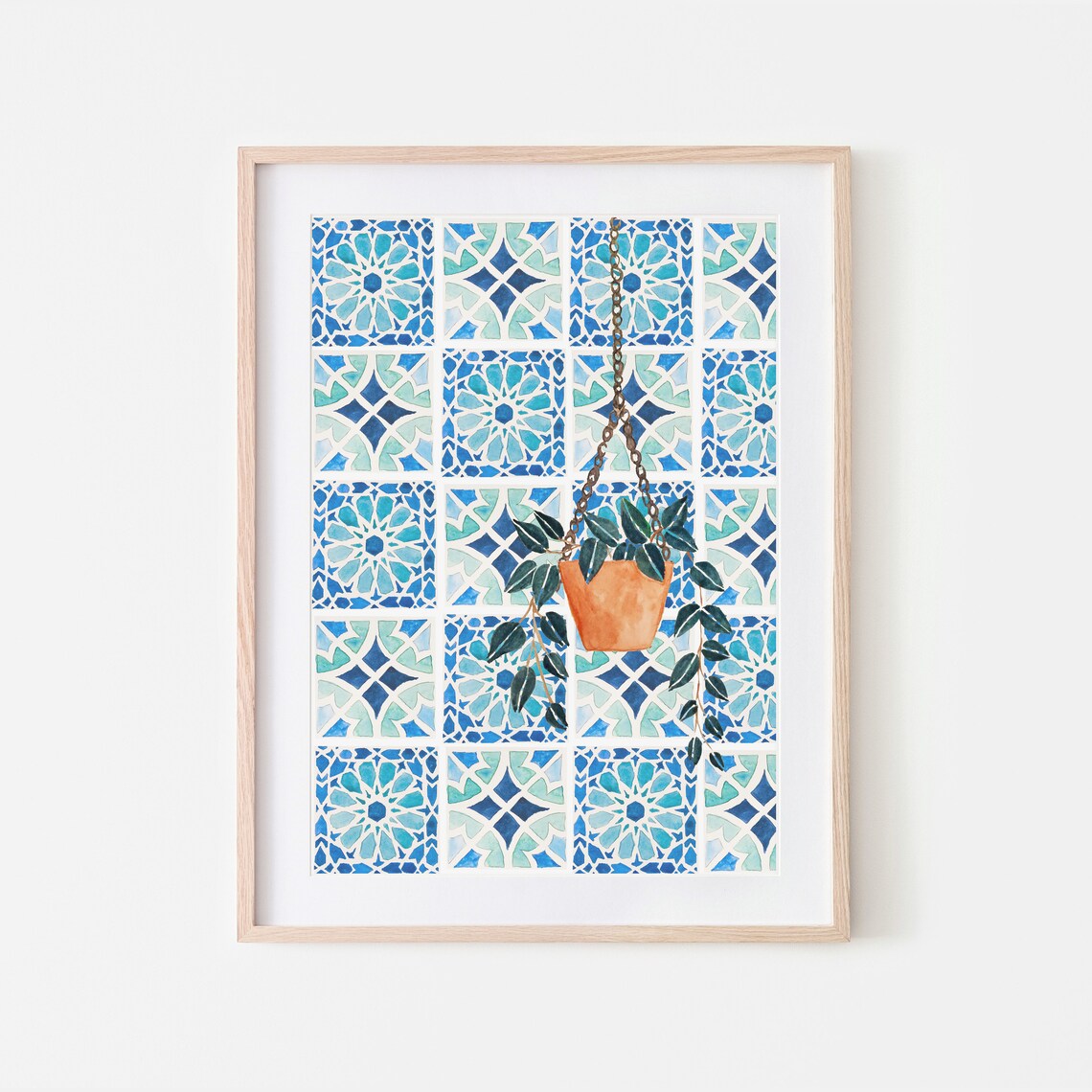 Moroccan Tiles Botanical Print, Botanical Illustration