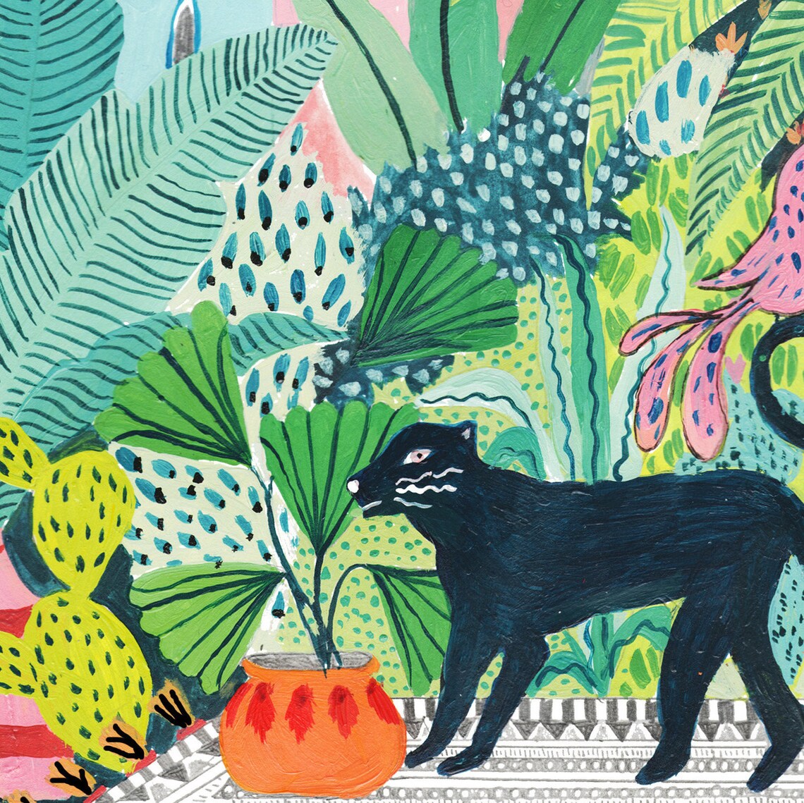 Black Cat Botanical Print, Jungle Safari Poster - Image 2