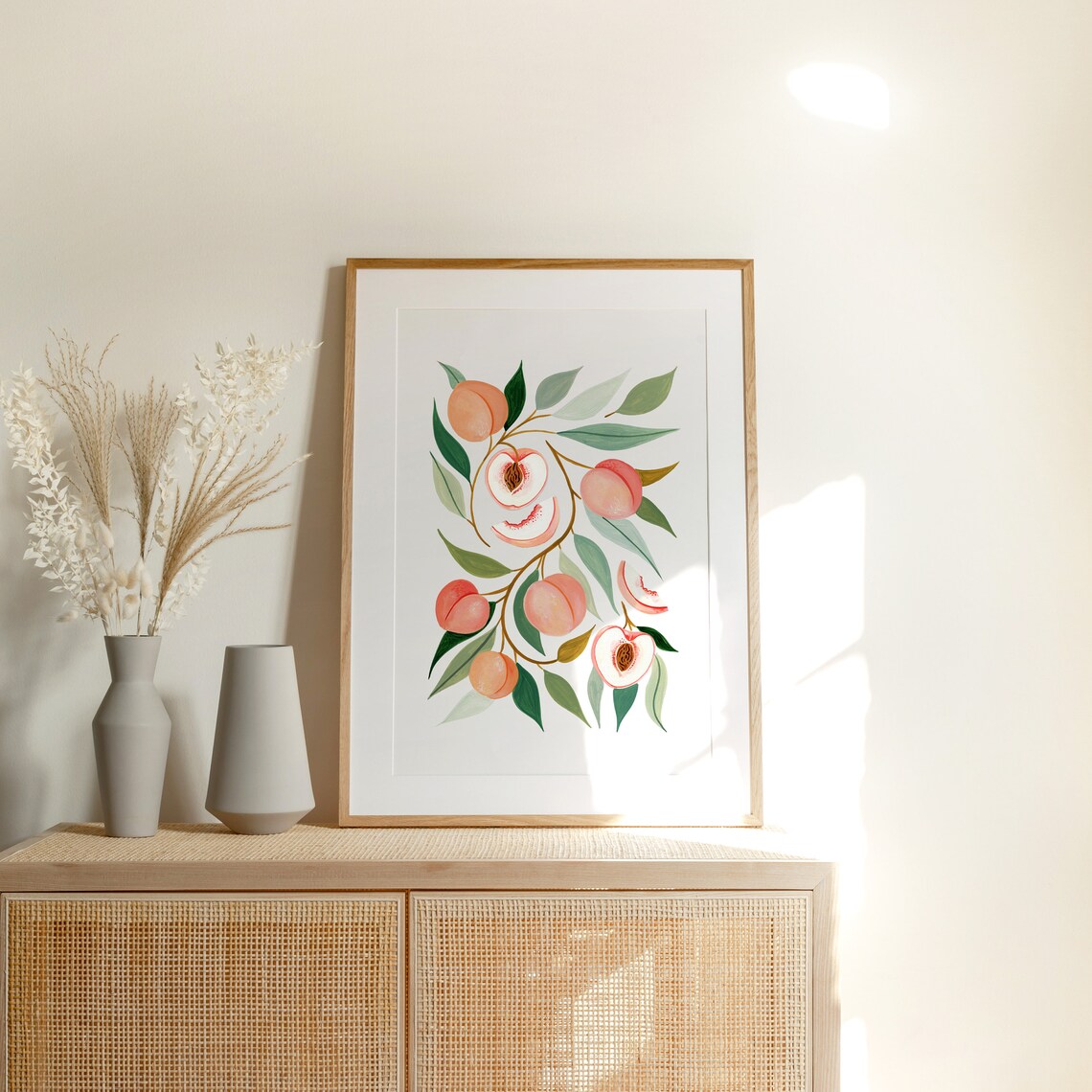Peach Blooms Botanical Art Print, Modern Farmhouse - Image 2