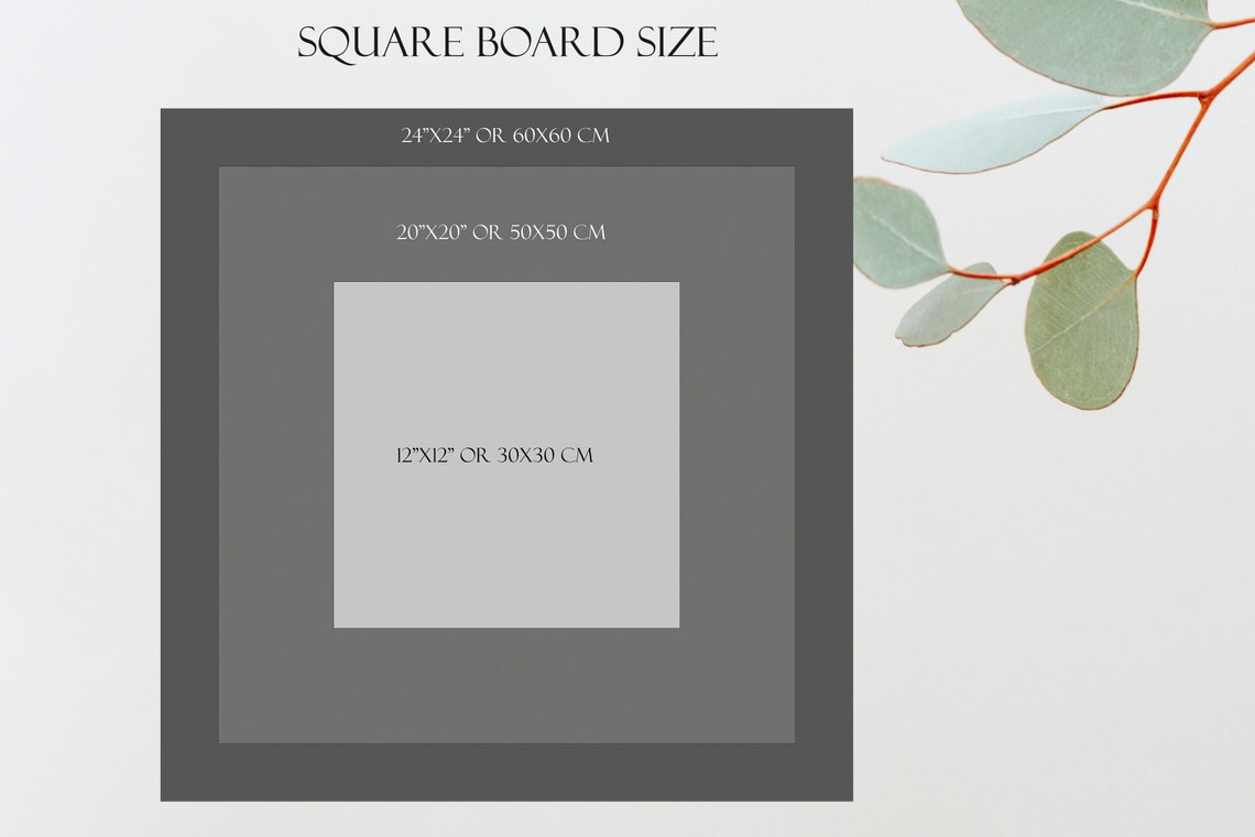 Square Board Size Chart 12 20 24 Inch Wood Sign Display Guide Print