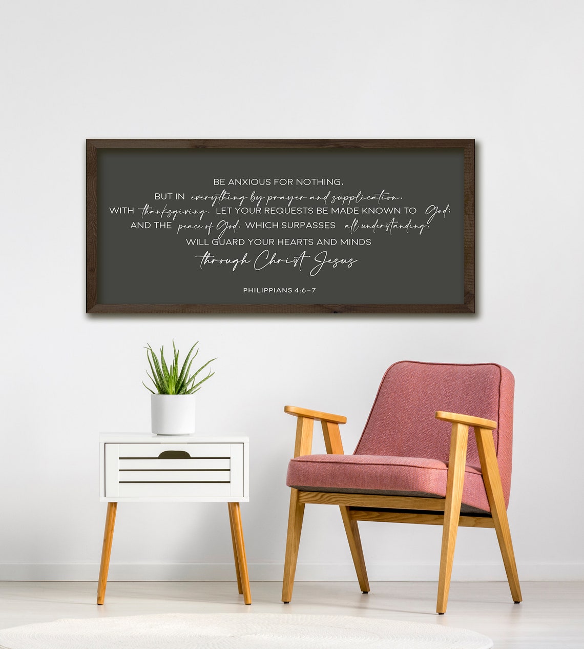 Be Anxious For Nothing Philippians 4:6-7 Dark Gray Scripture Poster - Image 3
