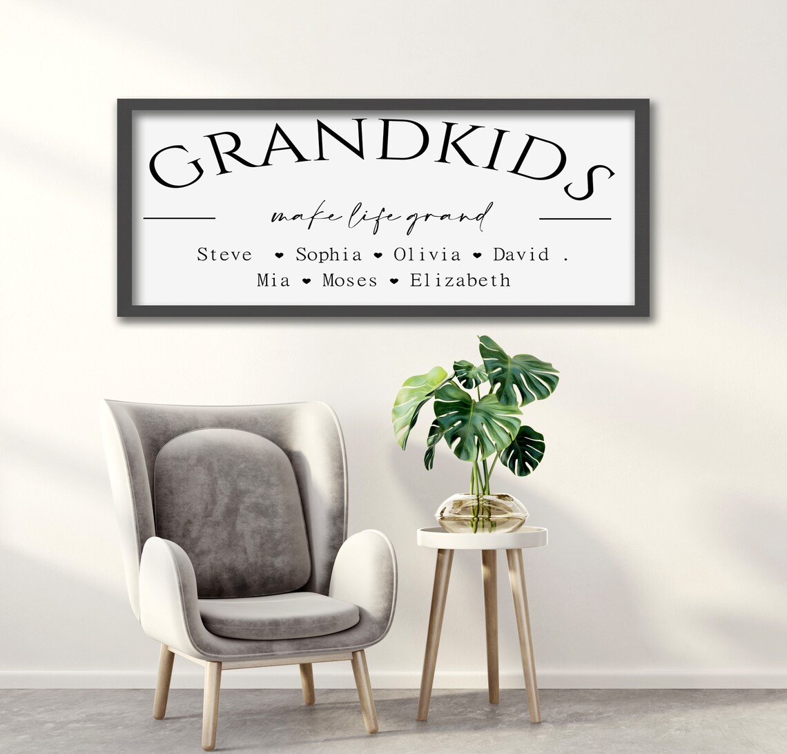 Grandkids Make Life Grand Personalized Family Names Sign Poster - Image 3