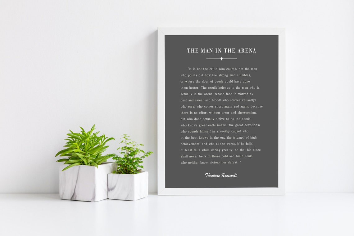 The Man in the Arena Theodore Roosevelt Speech Quote Text Poster - Image 3