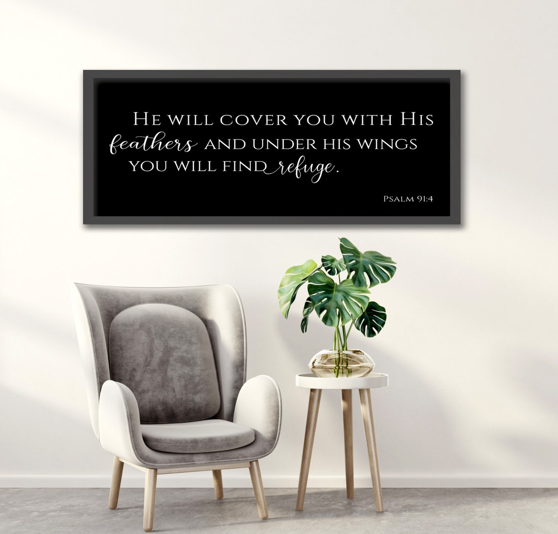 He Will Cover You With His Feathers Psalm 91 Verse 4 Sign Poster - Image 2
