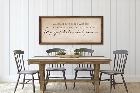 Waymaker Miracle Worker Promise Keeper Light In The Darkness Sign Poster