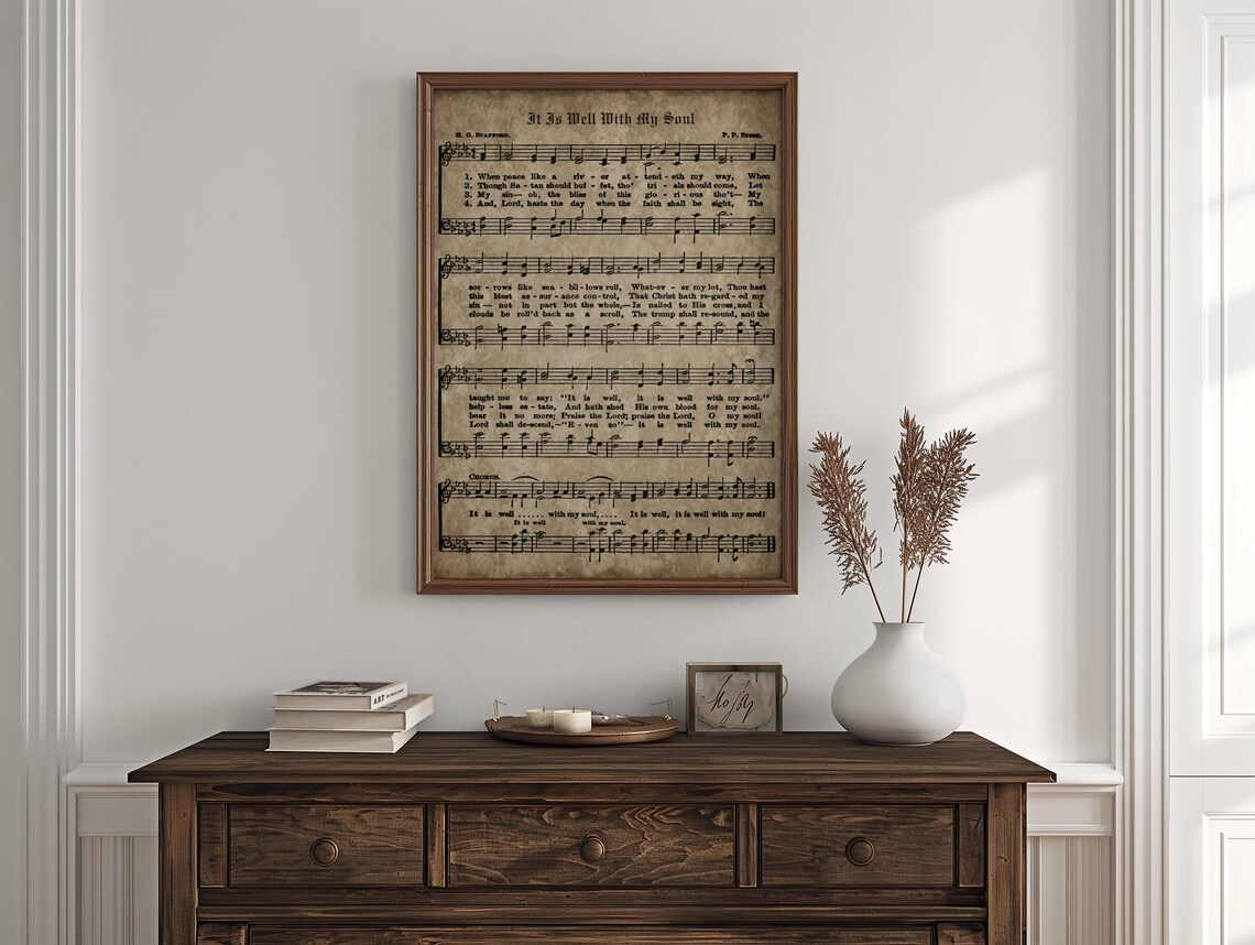 It Is Well With My Soul Vintage Hymn Sheet Music Christian Faith Poster - Image 4