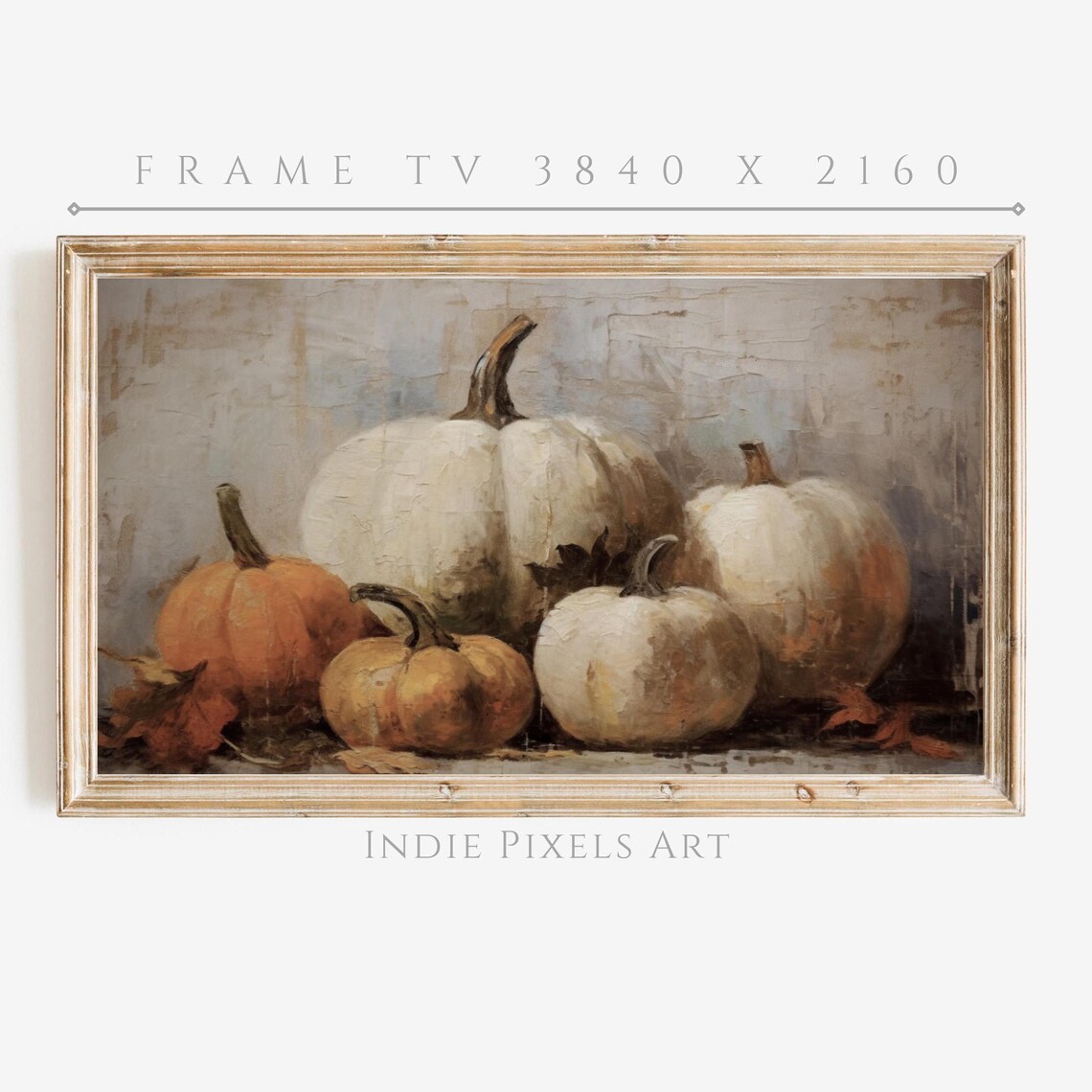 Frame TV Pumpkin Still Life White Orange Harvest Autumn Art Poster